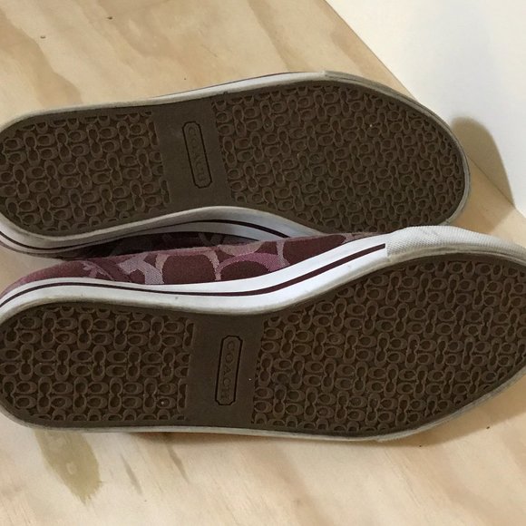 Coach Burgundy/Maroon Logo Lace-Up Sneakers - Picture 5 of 6